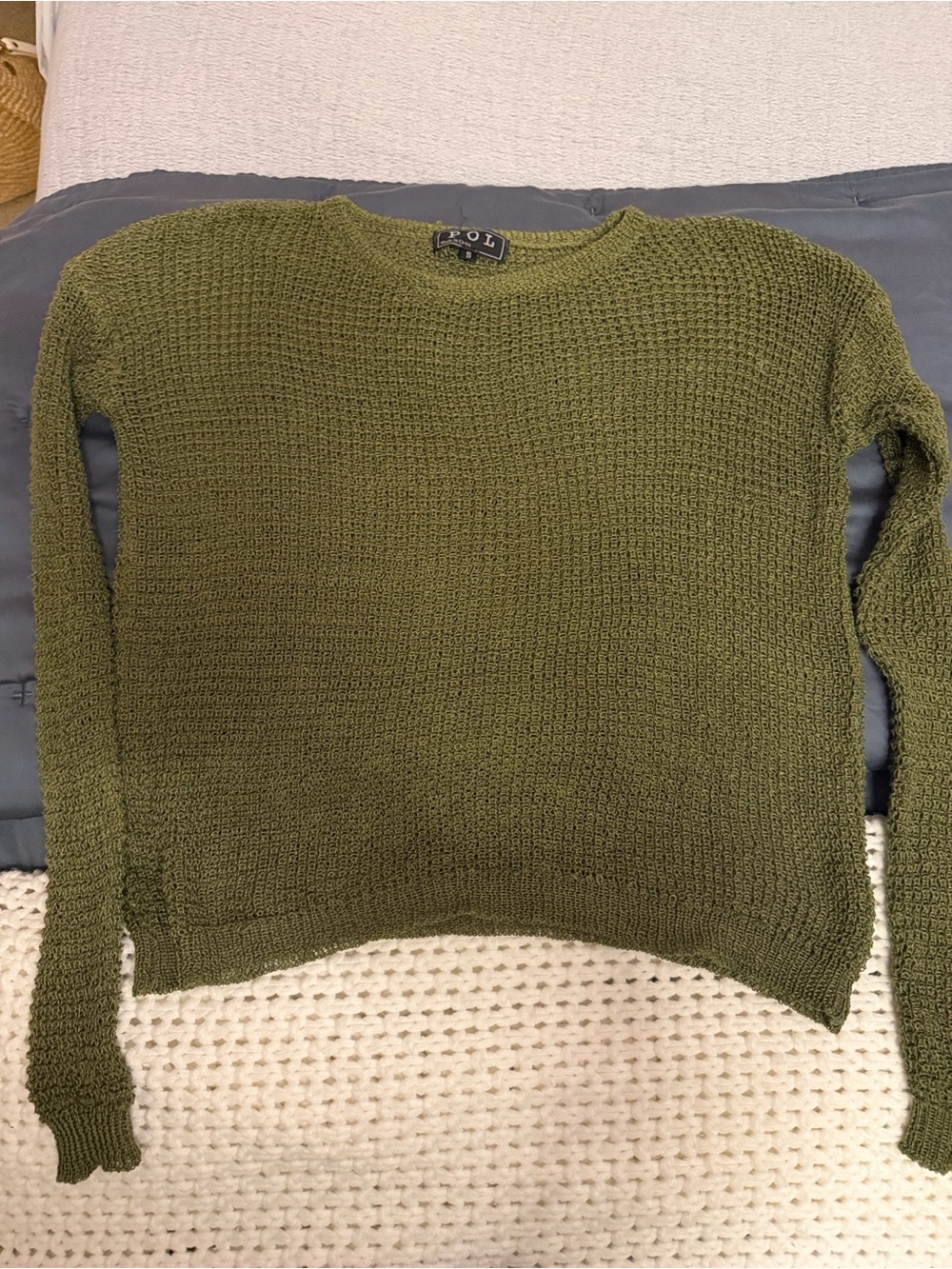 POL Open Knit Crewneck Sweater